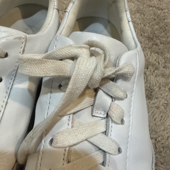 Kizik Shoes Mens Size 7.5 White Leather Hands Free Lace Comfort Casual Sneakers - Picture 6 of 10